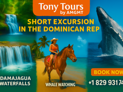 Looking for adventure without spending the whole day? Tony Tours by AMGMT offers short excursions filled with tropical nature, culture, and fun. Perfect for cruise visitors, families, couples, or solo travelers on a tight schedule. Why Choose Our Short Tours? Half-Day Tours with Flexible Departures Morning or afternoon, we adjust to your time. Top Local Experiences Explore hidden waterfalls, pristine beaches, ziplining parks, local food, and Dominican traditions—all in just a few hours. Private or Small Group Options Enjoy a personal experience or share the fun with a small group. Professional Guides & Transportation Safe, comfortable and guided by passionate locals who love what they do. Most Popular Tours Damajagua 7 Waterfalls Adventure Horseback Riding on Cabarete Beach Puerto Plata Cable Car + City Tour Cacao & Coffee Experience Beach Tour: Sosúa & Cabarete Book Your Short Excursion Now! Don’t miss the best of the Dominican Republic! Contact us on WhatsApp at +1 (829) 931-3479 or book online at www.tonytoursamgmt.com Looking for adventure without spending the whole day? Tony Tours by AMGMT offers short excursions filled with tropical nature, culture, and fun. Perfect for cruise visitors, families, couples, or solo travelers on a tight schedule. Why Choose Our Short Tours? Half-Day Tours with Flexible Departures Morning or afternoon, we adjust to your time. Top Local Experiences Explore hidden waterfalls, pristine beaches, ziplining parks, local food, and Dominican traditions—all in just a few hours. Private or Small Group Options Enjoy a personal experience or share the fun with a small group. Professional Guides & Transportation Safe, comfortable and guided by passionate locals who love what they do. Most Popular Tours Damajagua 7 Waterfalls Adventure Horseback Riding on Cabarete Beach Puerto Plata Cable Car + City Tour Cacao & Coffee Experience Beach Tour: Sosúa & Cabarete Book Your Short Excursion Now! Don’t miss the best of the Dominican Republic! Contact us on WhatsApp at +1 (829) 931-3479 or book online at www.tonytoursamgmt.com